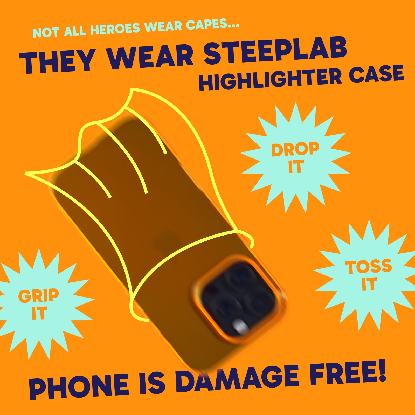 Highlighter Case for iPhone 16 Pro - Intense Bright Orange