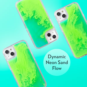 Neon Sand Case for iPhone 14 plus - Mint and Neon Green Glow