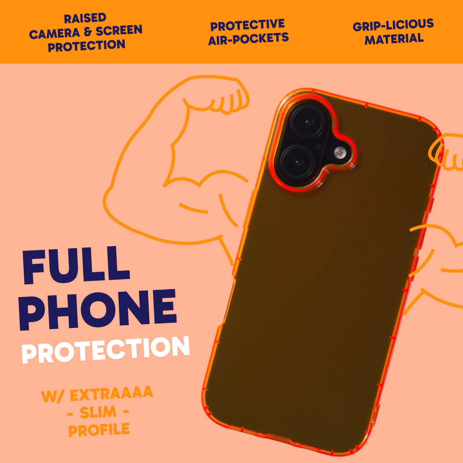 Highlighter Case for iPhone 16 - Intense Bright Orange