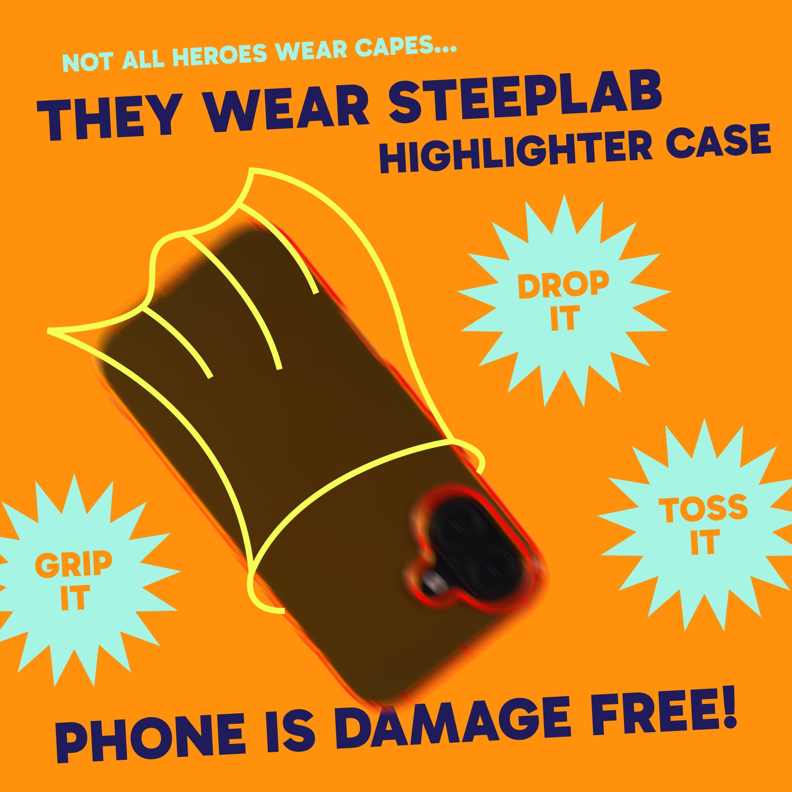 Highlighter Case for iPhone 16 - Intense Bright Orange