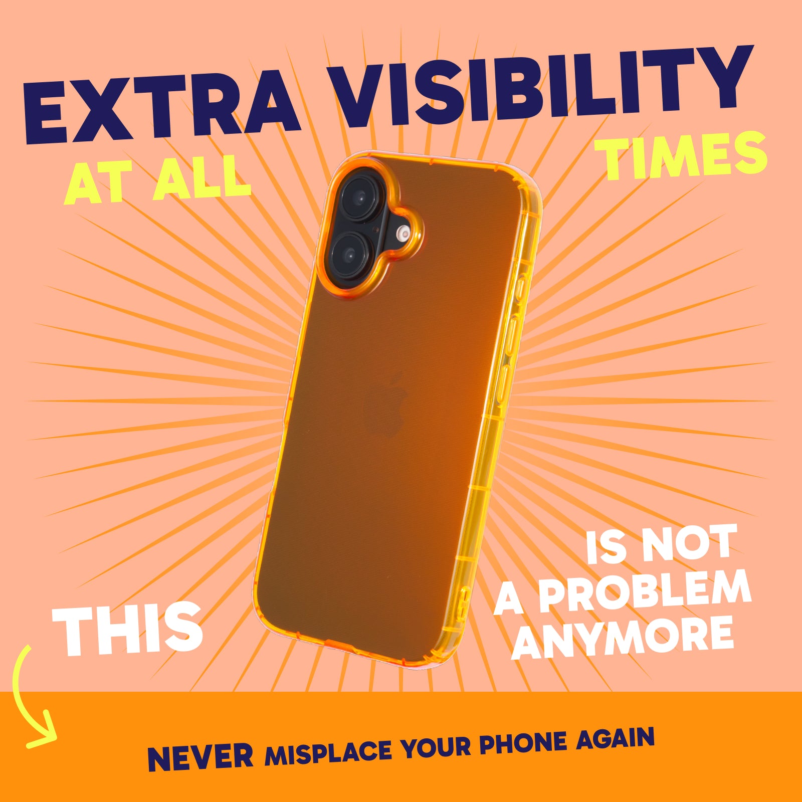 Highlighter Case for iPhone 16 - Intense Bright Orange