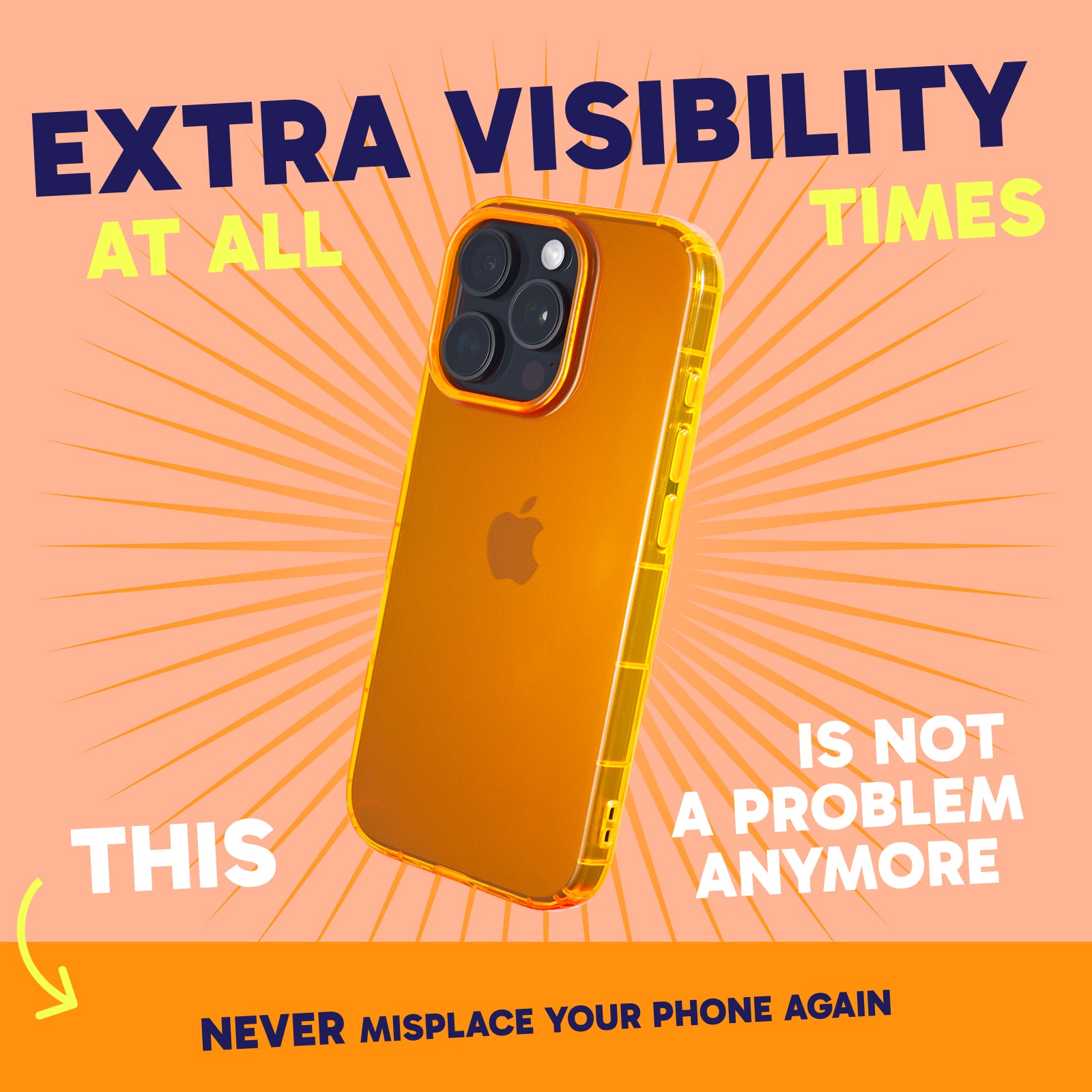 Highlighter Case for iPhone 16 Pro - Intense Bright Orange