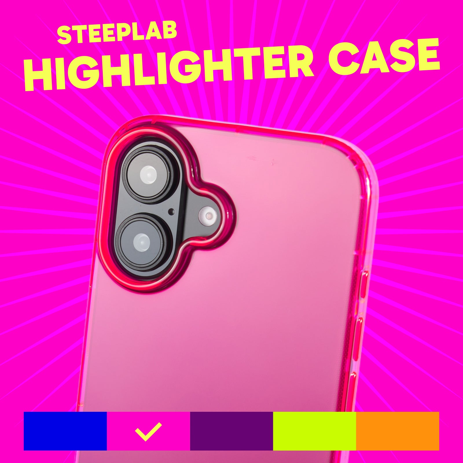 Highlighter Case for iPhone 16 - Eye-Catching Hot Pink