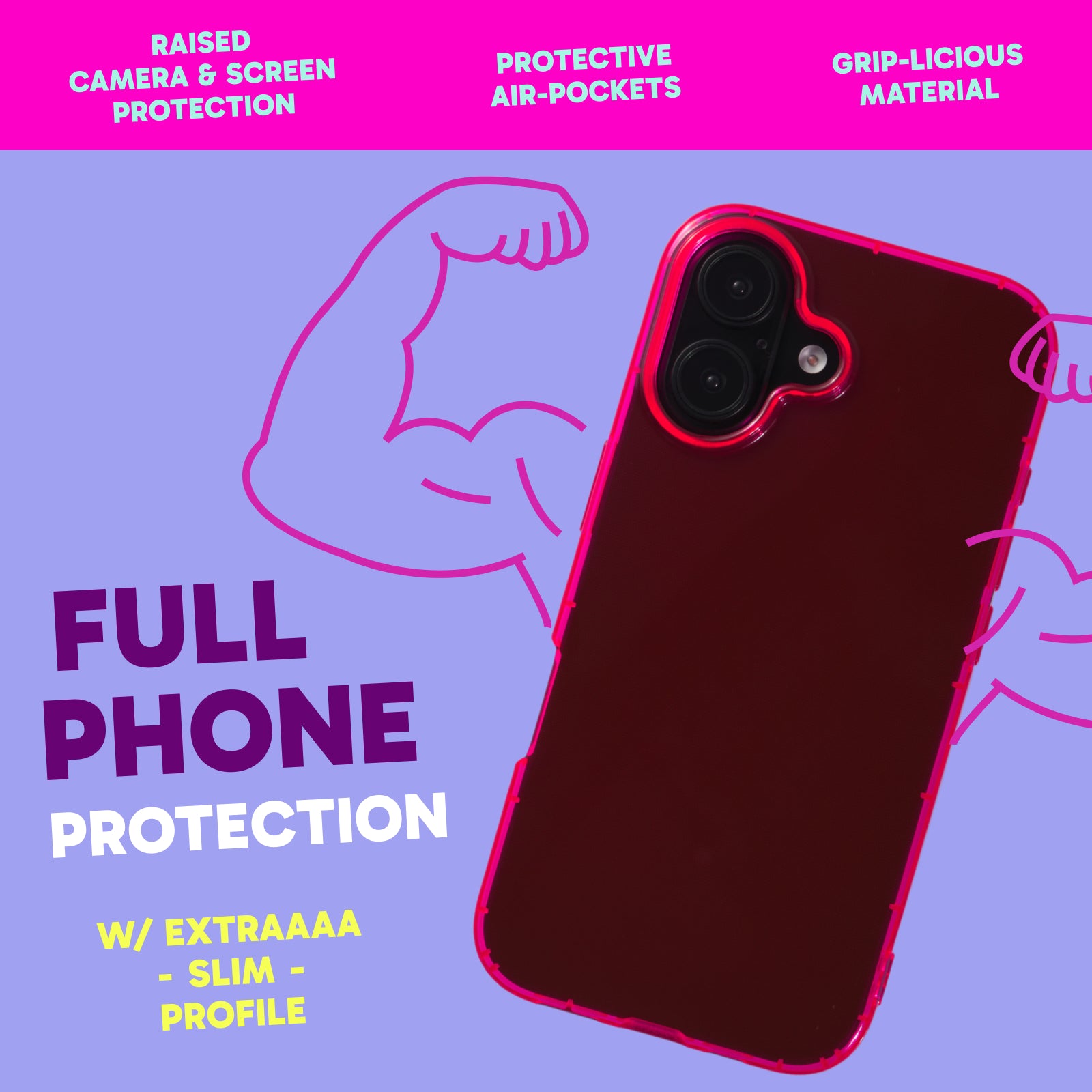 Highlighter Case for iPhone 16 - Eye-Catching Hot Pink