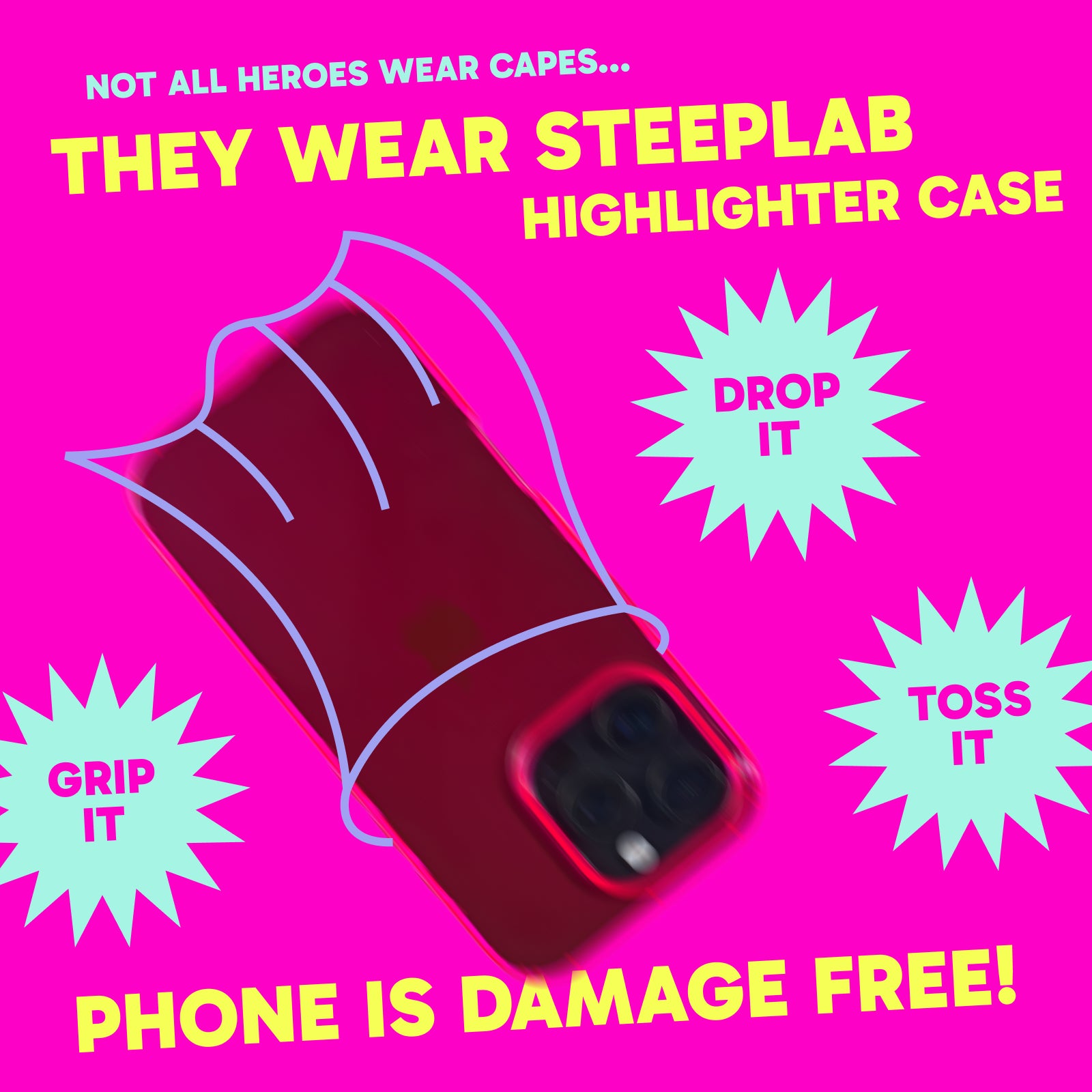Highlighter Case for iPhone 16 Pro Max - Eye-Catching Hot Pink