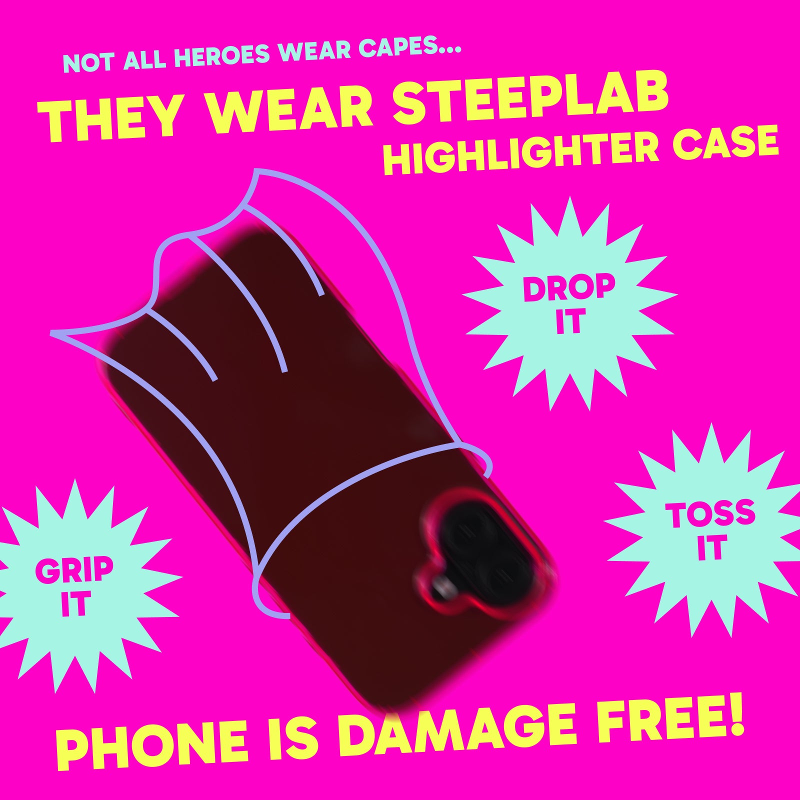 Highlighter Case for iPhone 16 - Eye-Catching Hot Pink