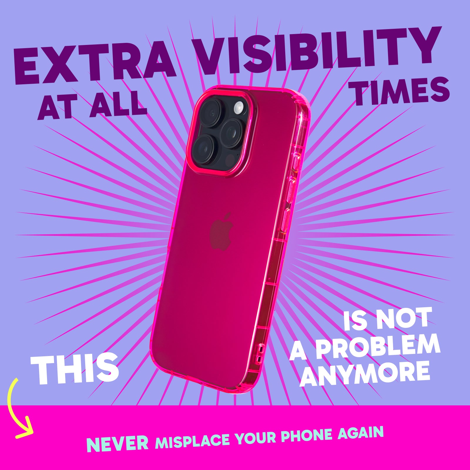 Highlighter Case for iPhone 16 Pro Max - Eye-Catching Hot Pink