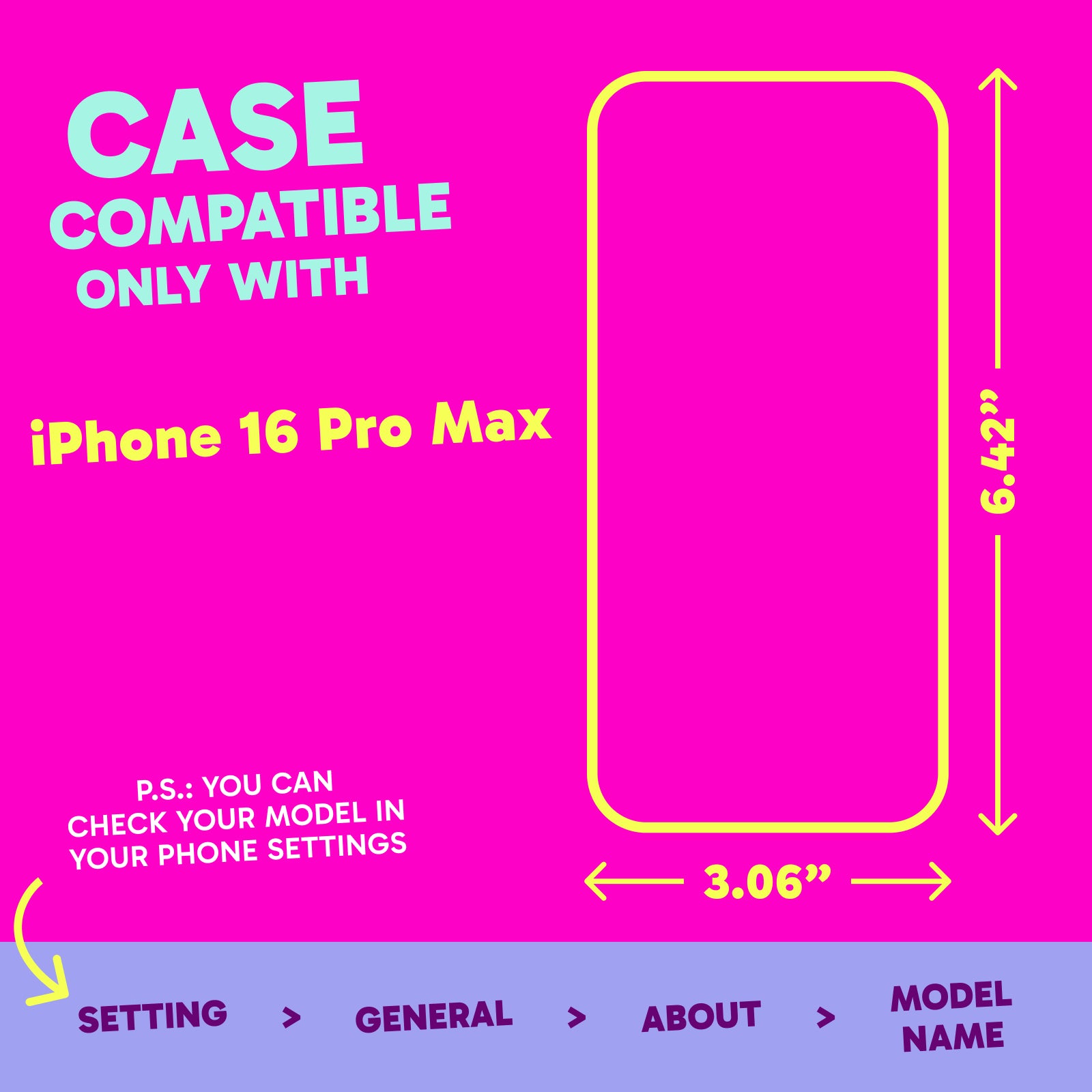 Highlighter Case for iPhone 16 Pro Max - Eye-Catching Hot Pink
