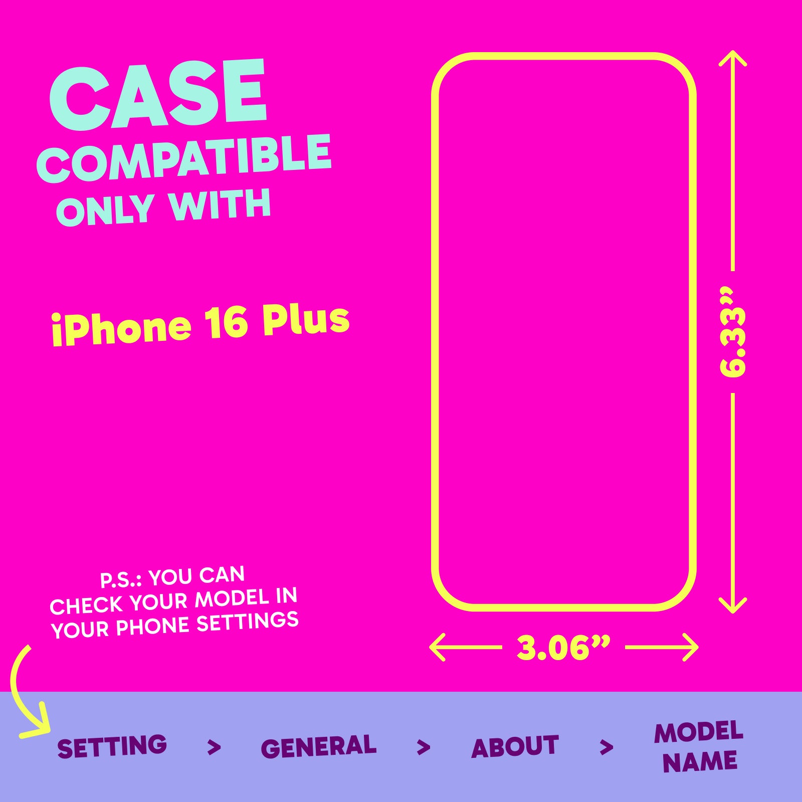 Highlighter Case for iPhone 16 Plus - Eye-Catching Hot Pink
