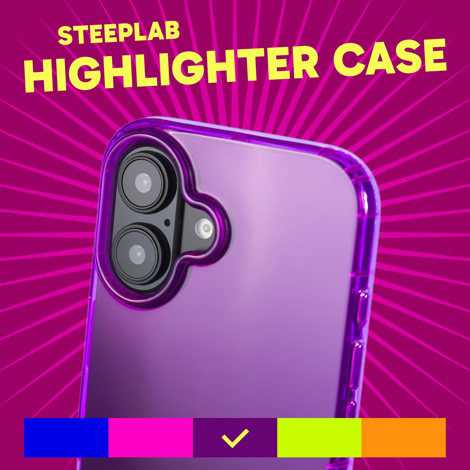Highlighter Case for iPhone 16 Plus - Saturated Vivid Purple
