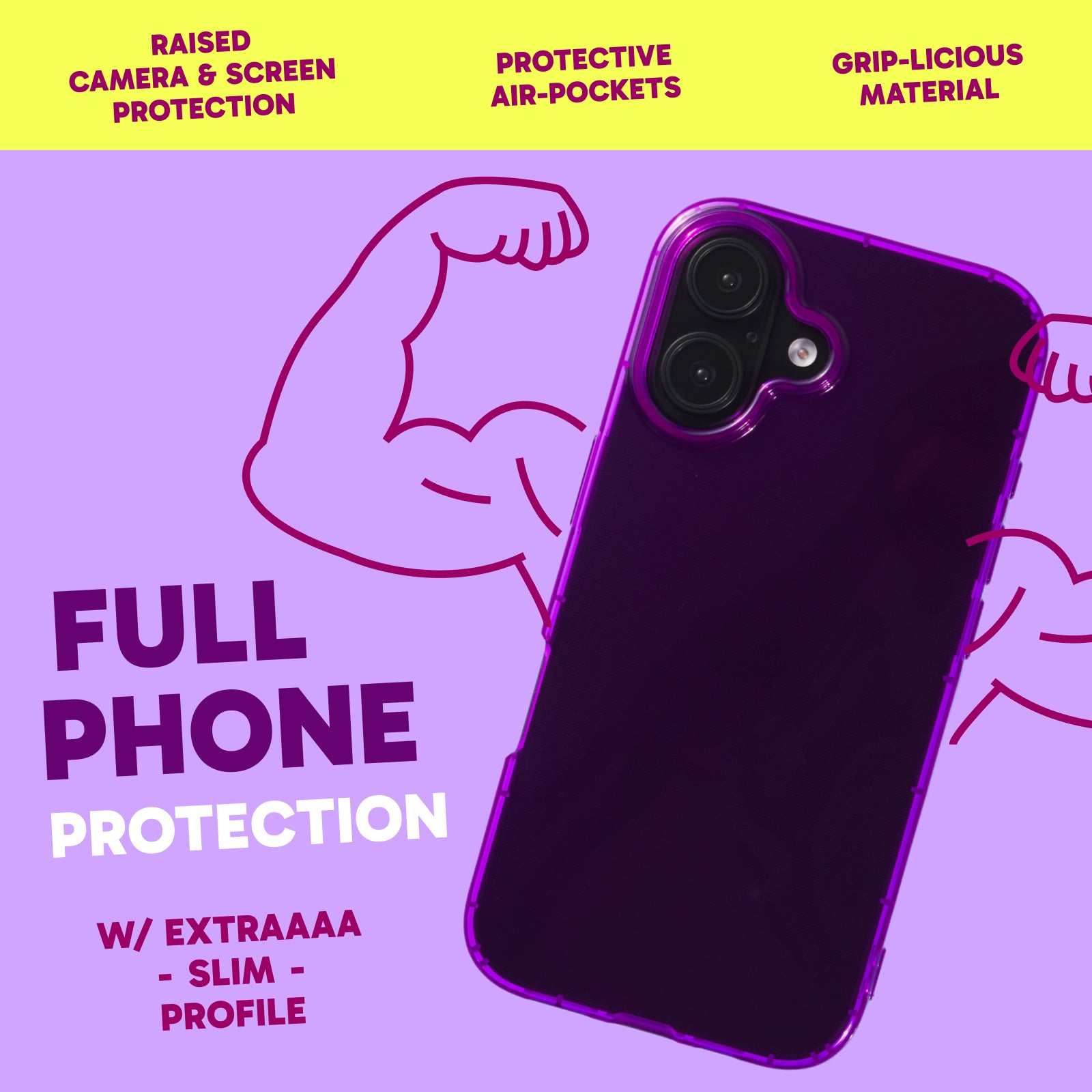 Highlighter Case for iPhone 16 Plus - Saturated Vivid Purple