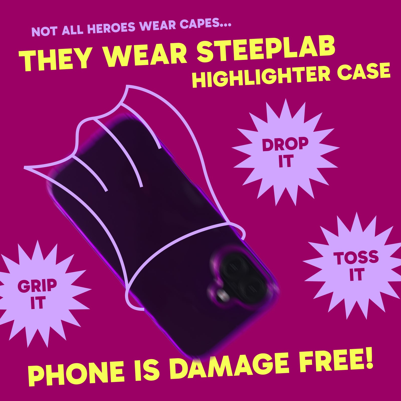 Highlighter Case for iPhone 16 Plus - Saturated Vivid Purple