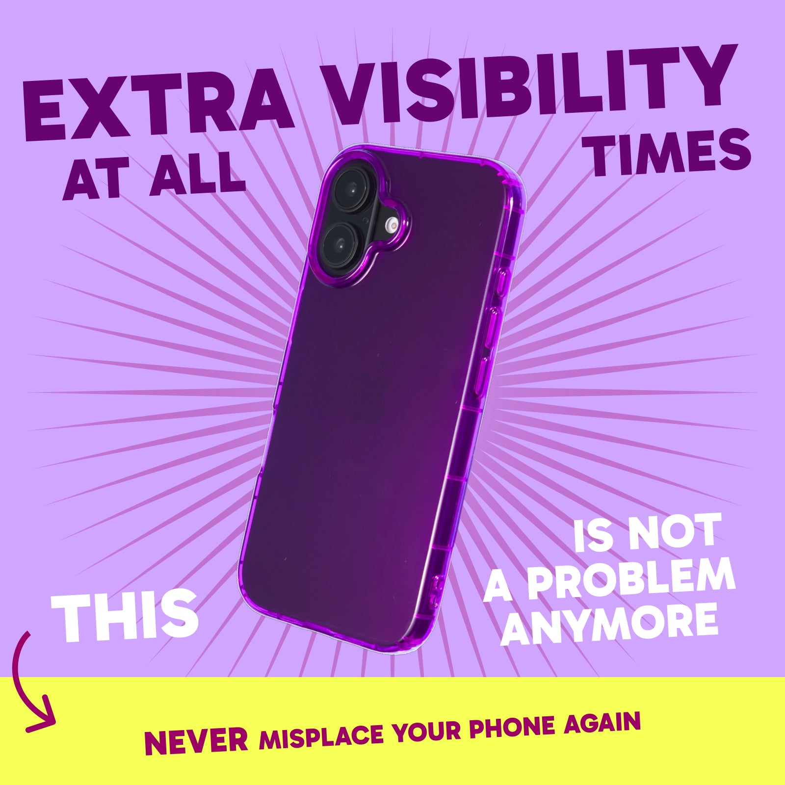 Highlighter Case for iPhone 16 Plus - Saturated Vivid Purple