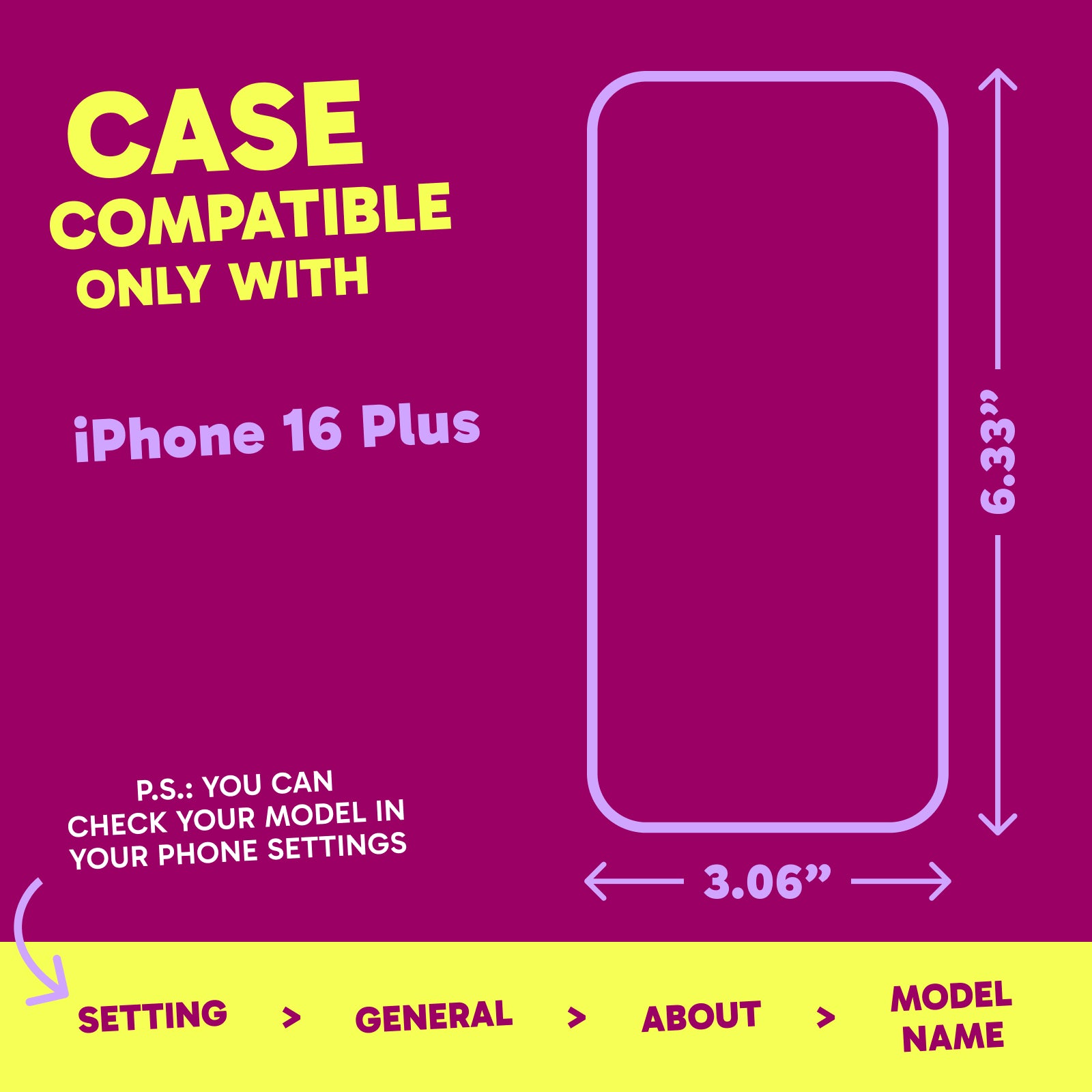 Highlighter Case for iPhone 16 Plus - Saturated Vivid Purple