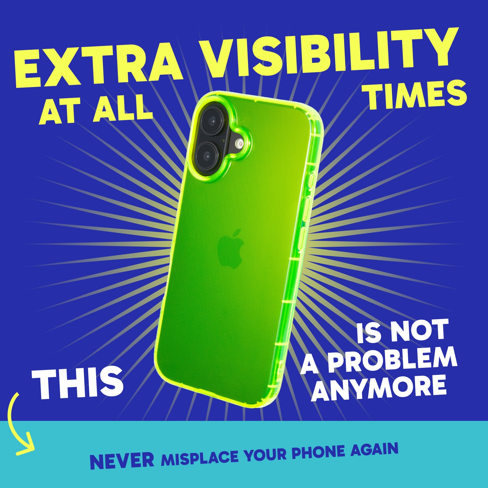 Highlighter Case for iPhone 16 Plus - Conspicuous Neon Yellow