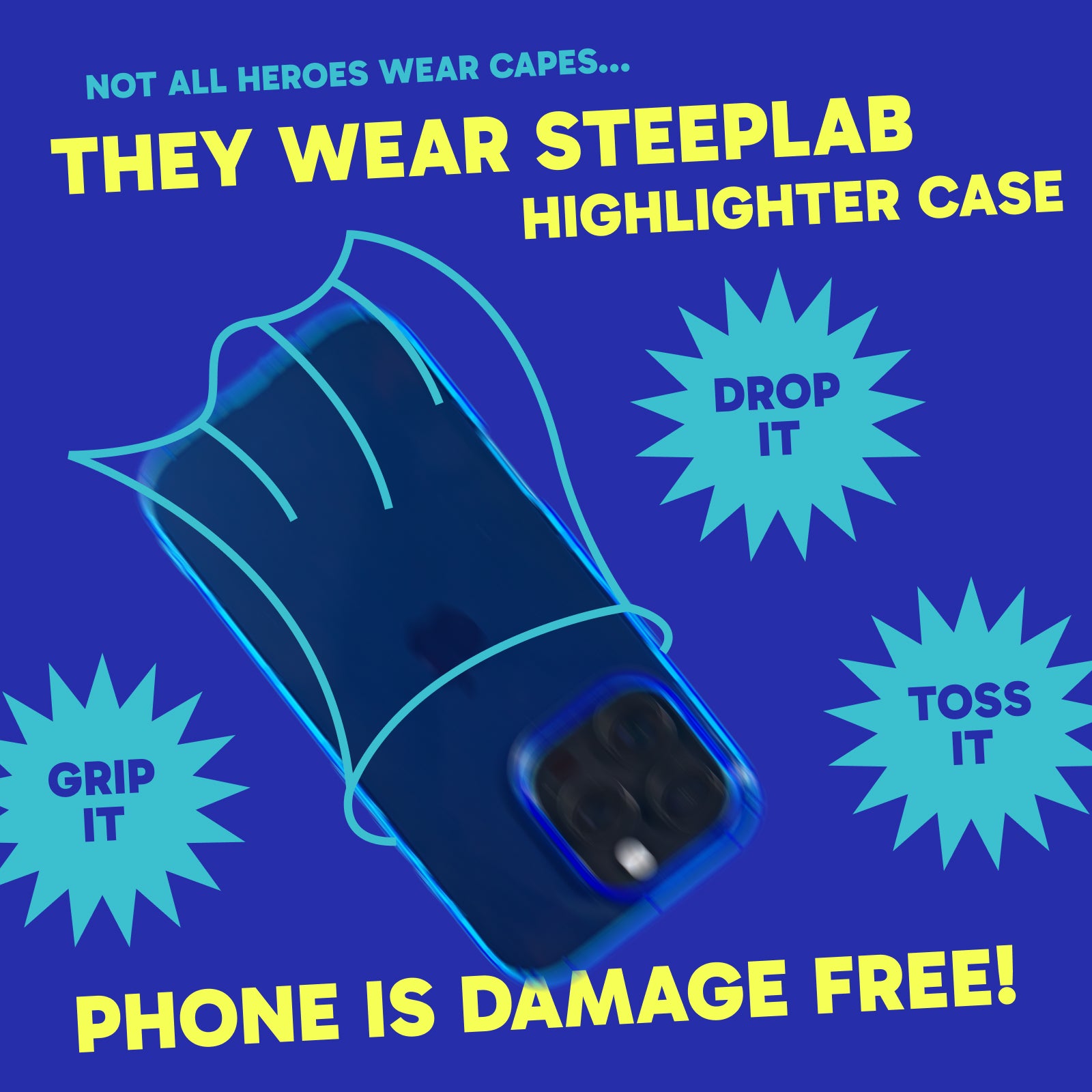 Highlighter Case for iPhone 16 Pro - Elevated Azure Blue