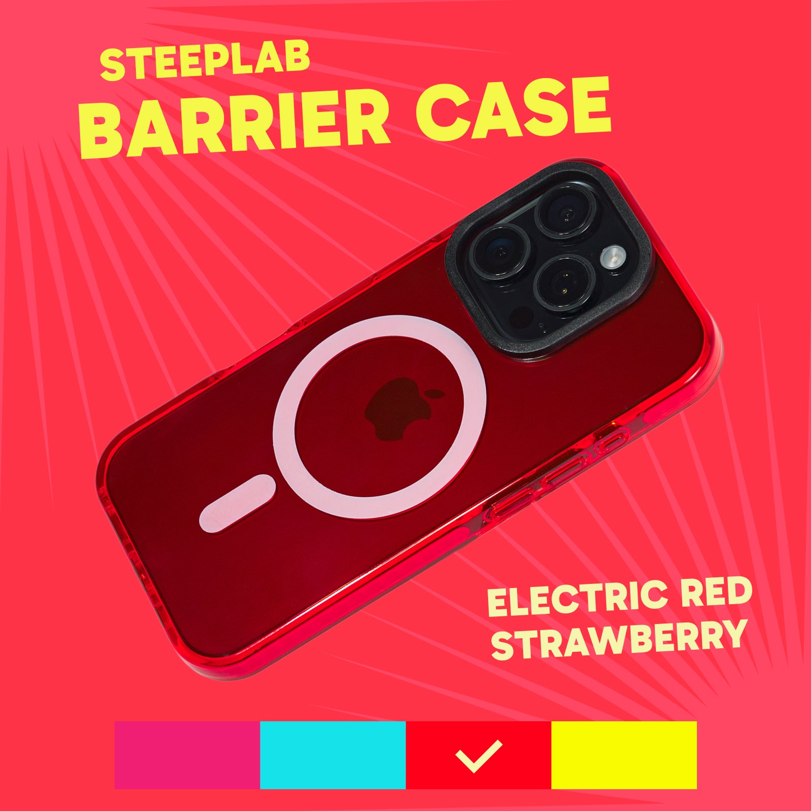 Barrier Case w/ MagSafe for iPhone 16 Pro Max - Electric Red Strawberry