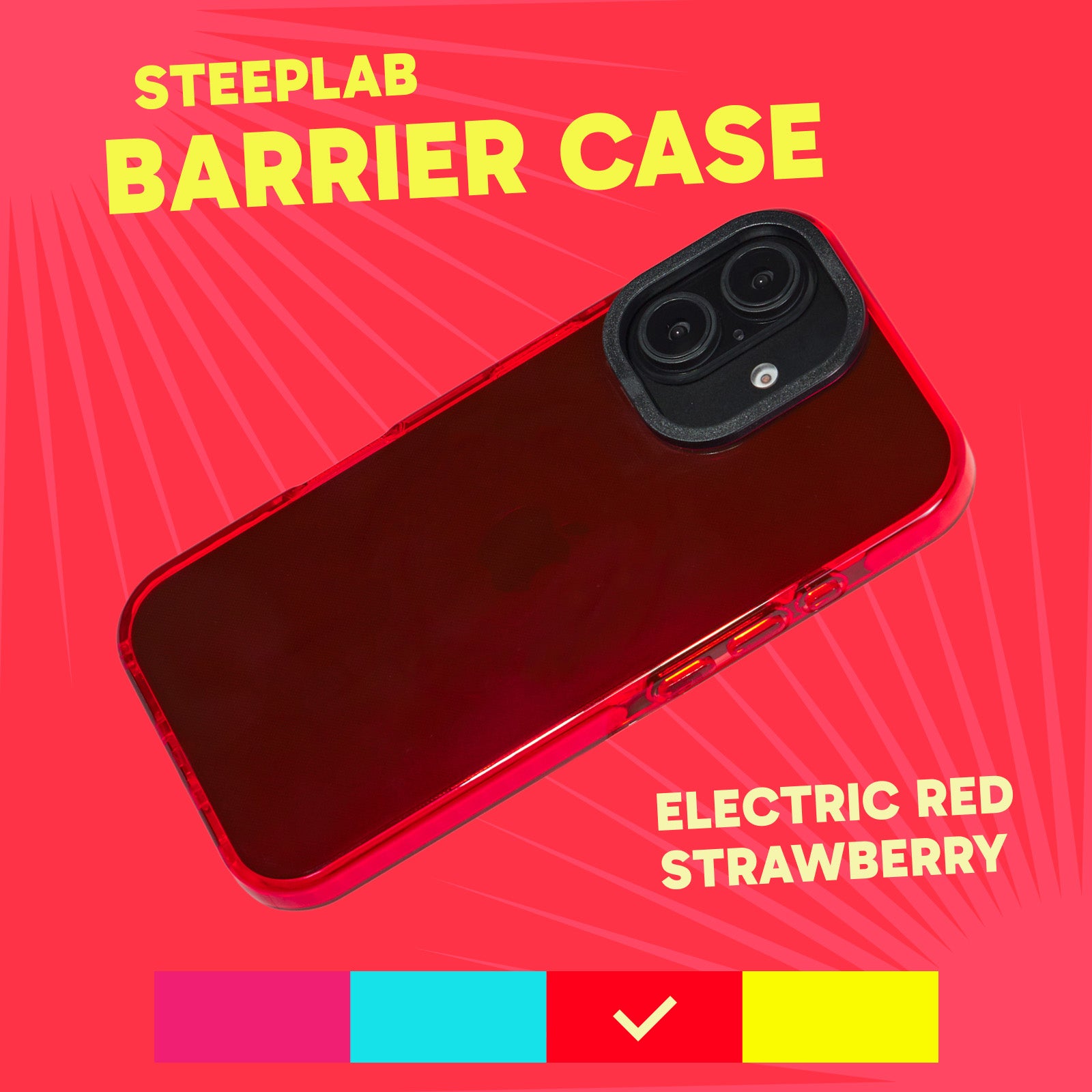 Barrier Case for iPhone 16 - Electric Red Strawberry