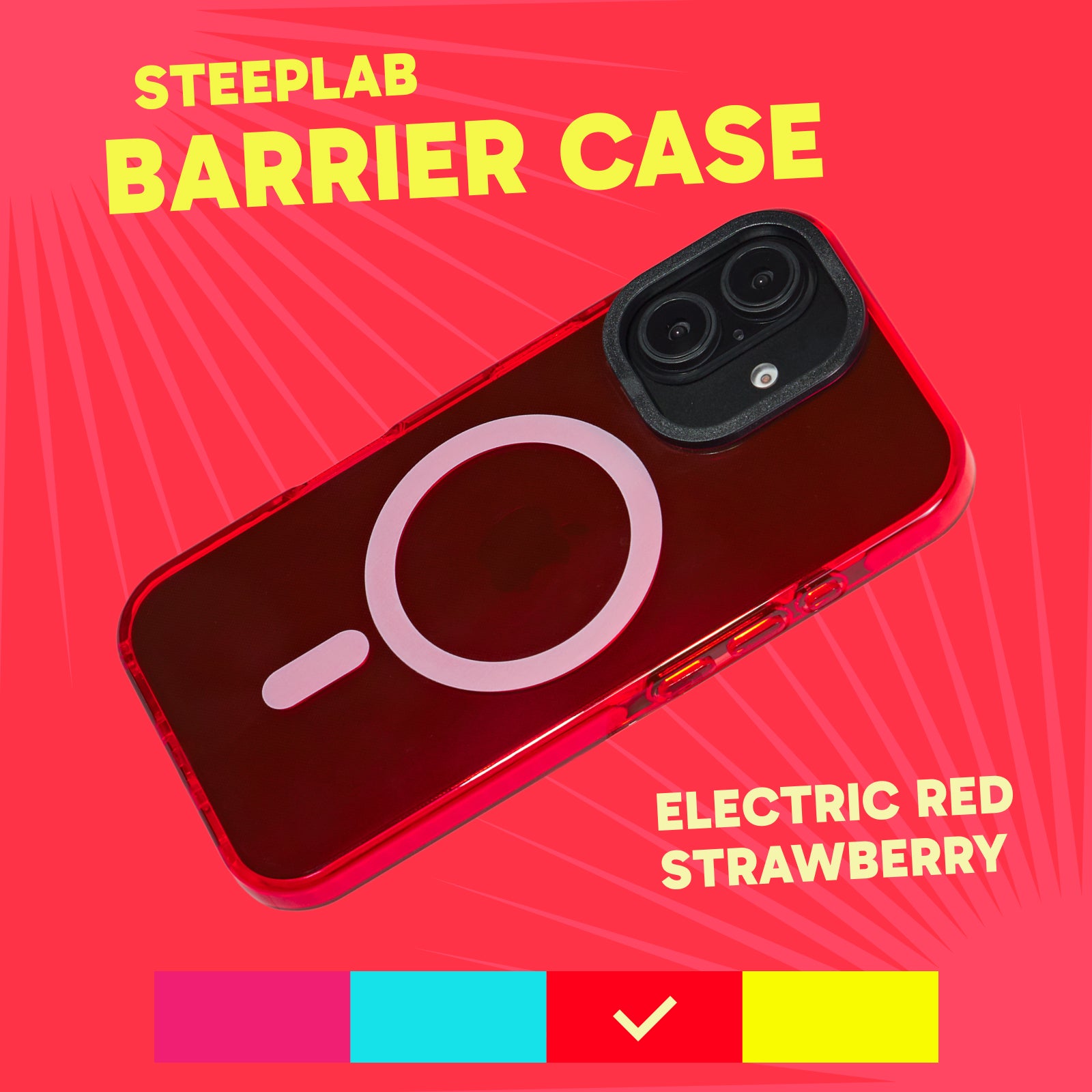 Barrier Case w/ MagSafe for iPhone 16 - Electric Red Strawberry
