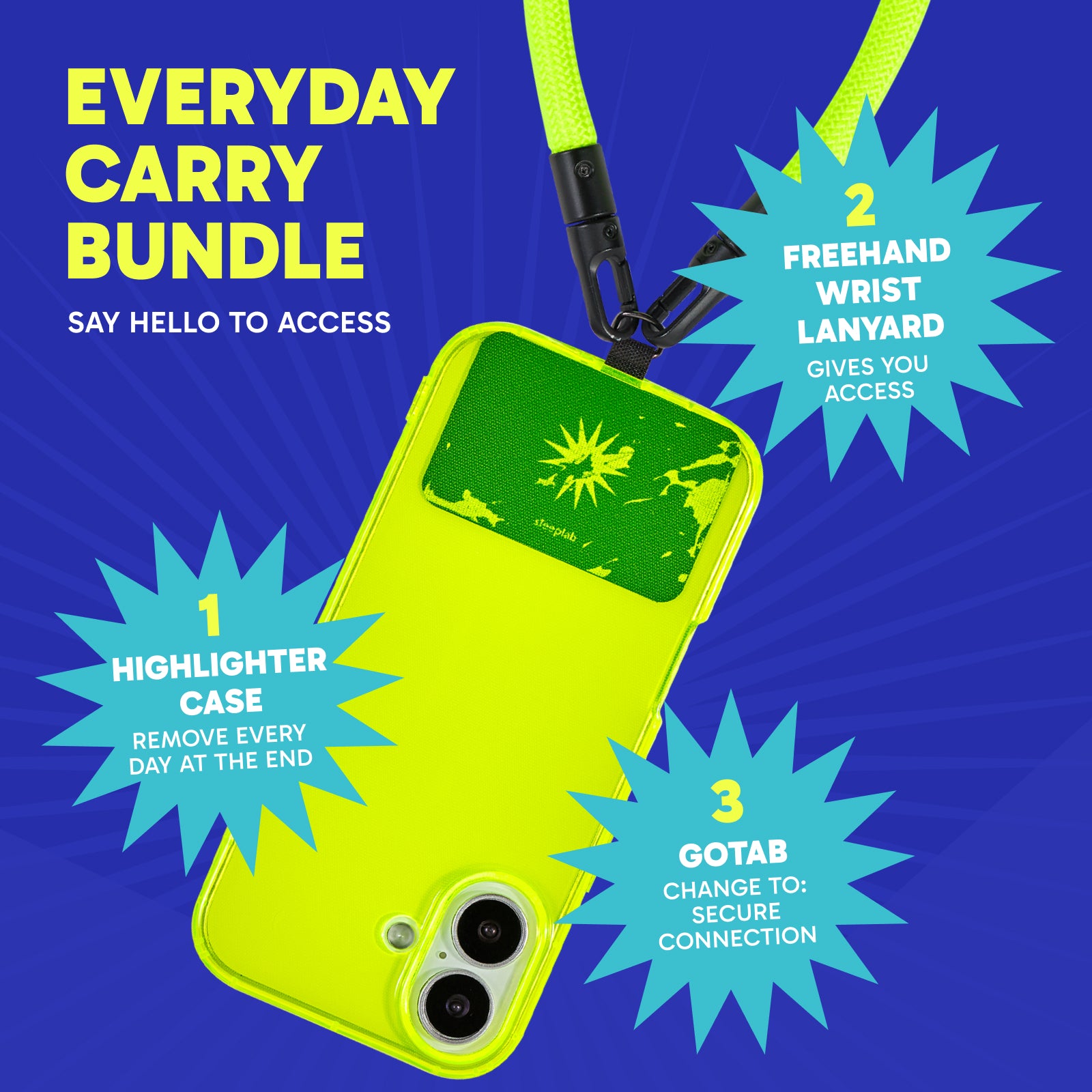 SteepLab Highlighter Case + Freehand Crossbody Lanyard Bundle for iPhone 17