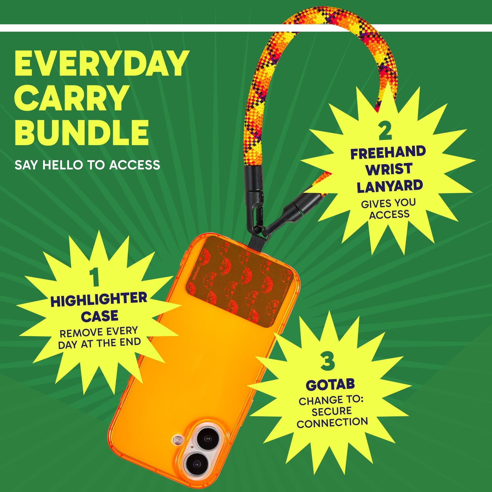 Highlighter iPhone 17 Case + Freehand Wrist Lanyard Bundle - Hands-Free Carry