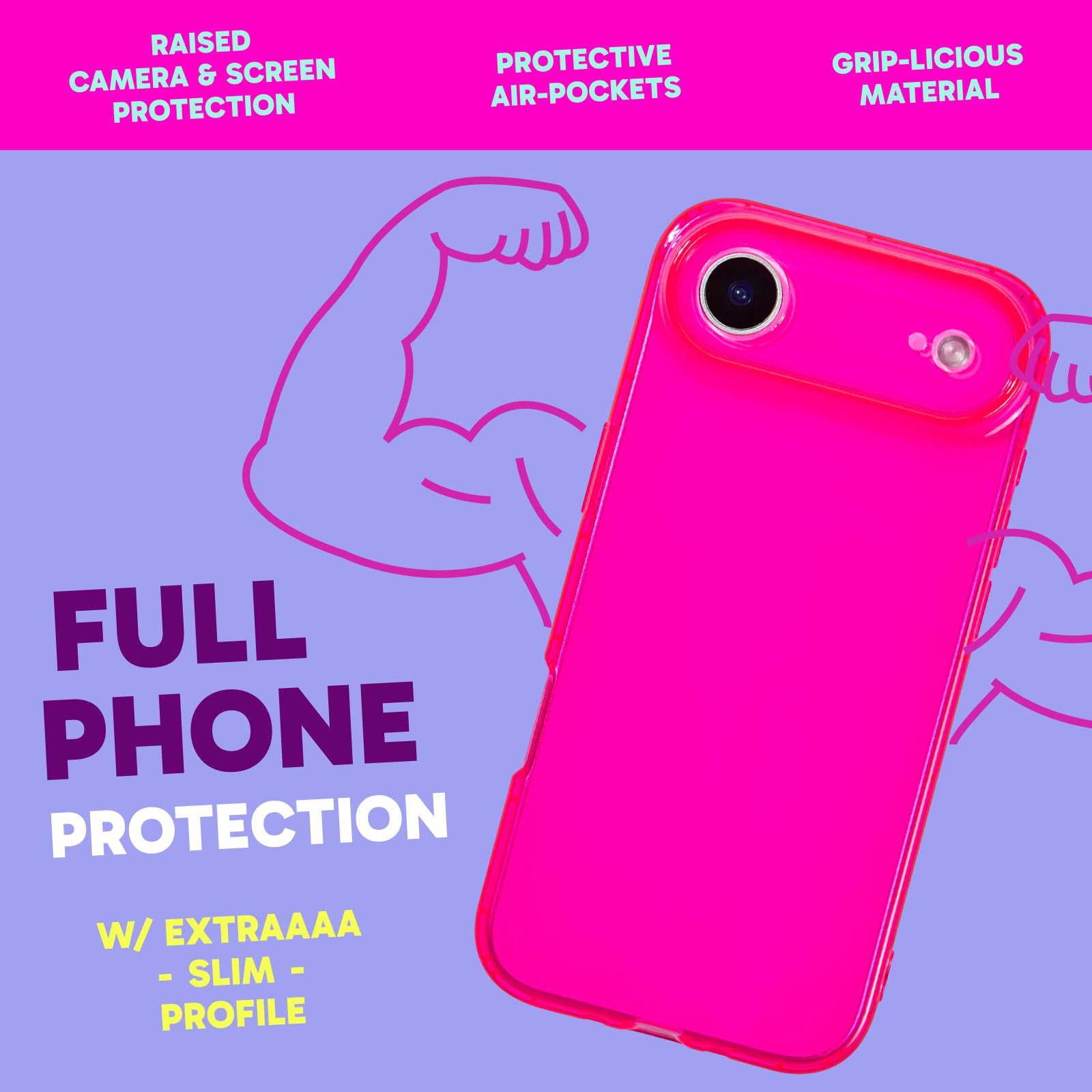 Highlighter Case for iPhone 17 Air - Eye-Catching Hot Pink