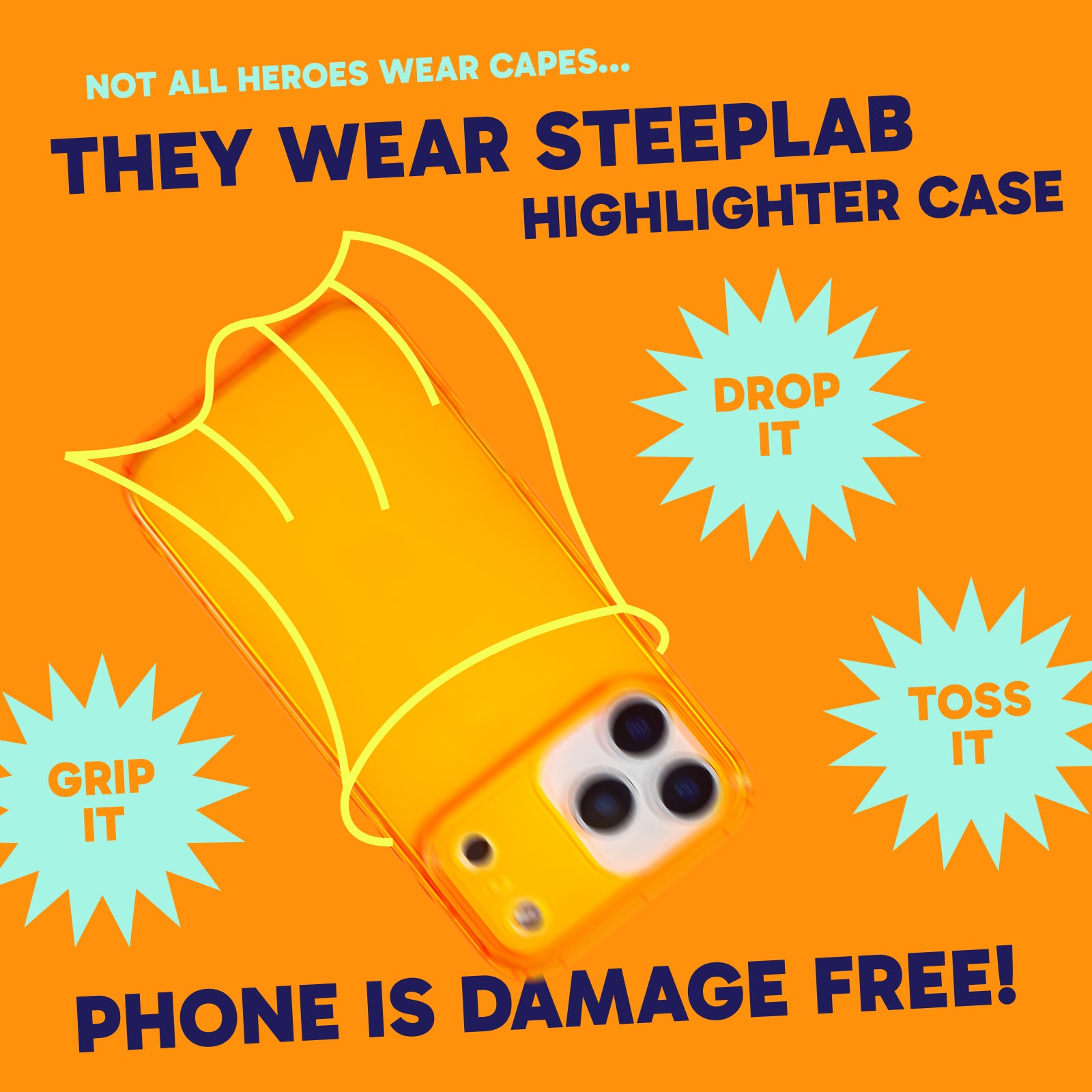 Highlighter Case for iPhone 17 Pro - Intense Bright Orange