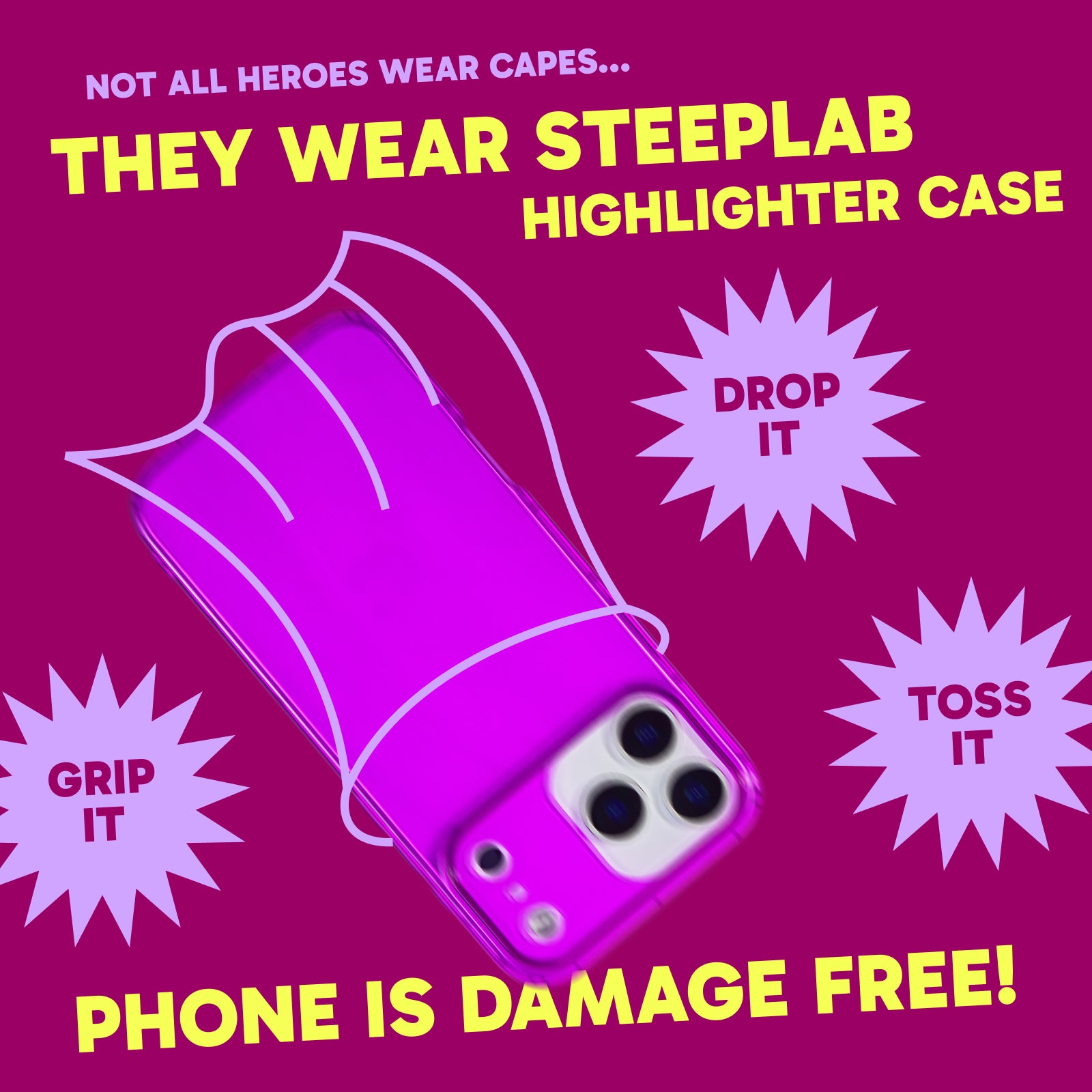 Highlighter Case for iPhone 17 Pro Max - Saturated Vivid Purple