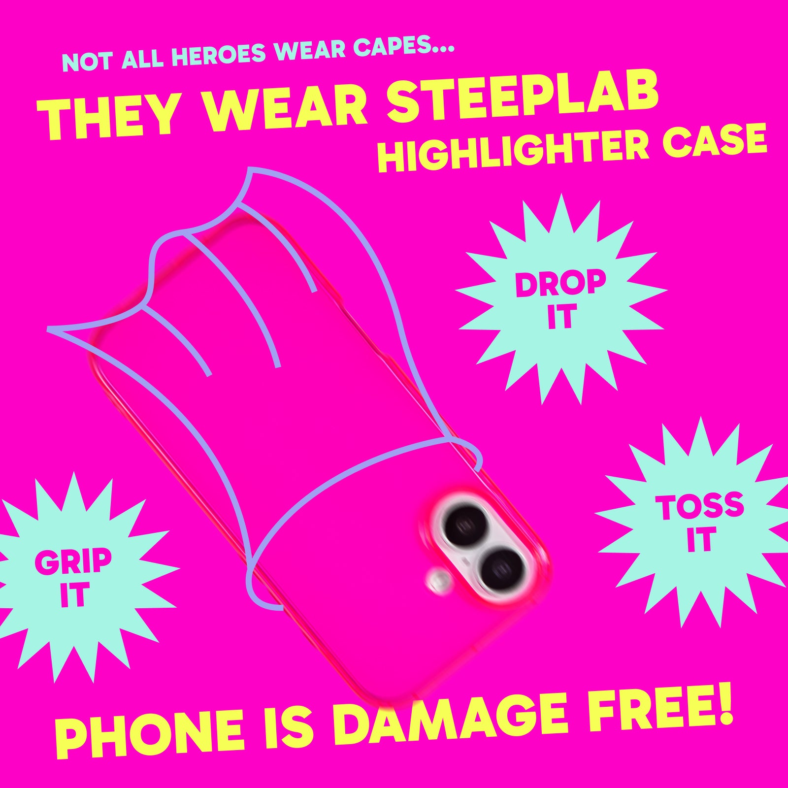 Highlighter Case for iPhone 17 - Eye-Catching Hot Pink