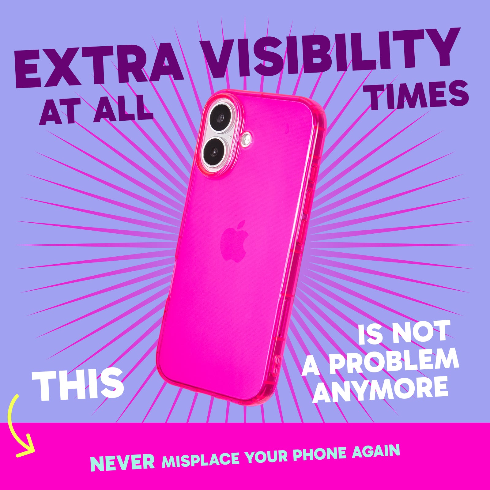 Highlighter Case for iPhone 17 - Eye-Catching Hot Pink