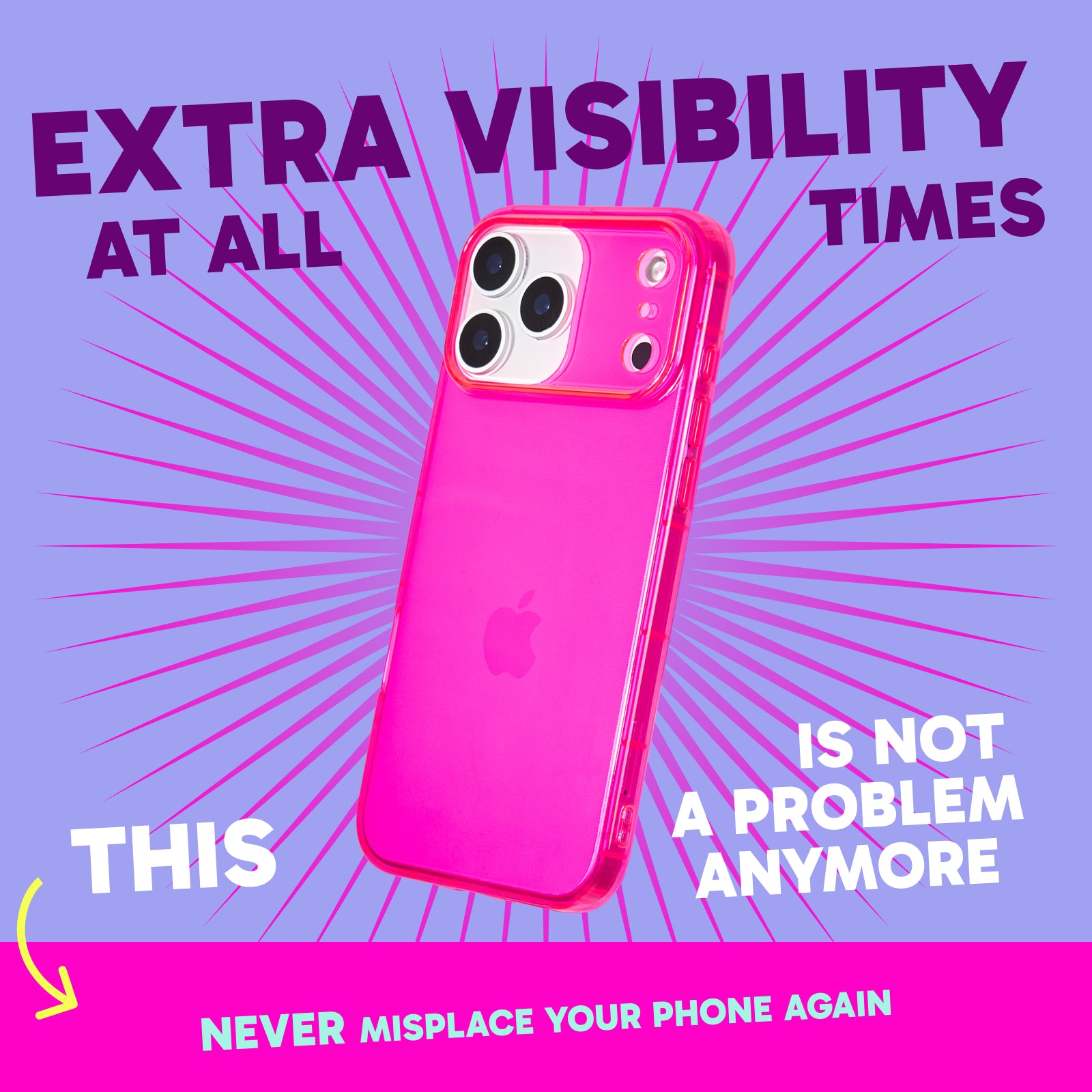 Highlighter Case for iPhone 17 Pro Max - Eye-Catching Hot Pink