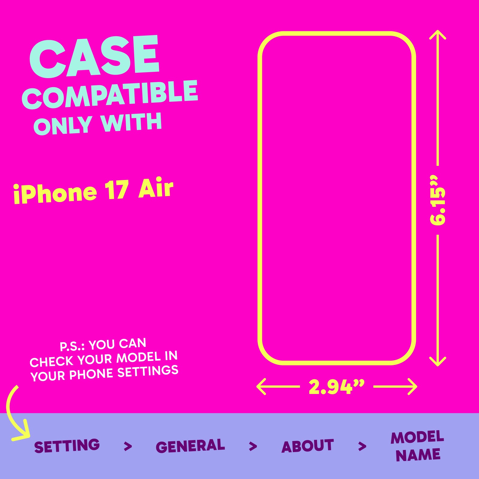 Highlighter Case for iPhone 17 Air - Eye-Catching Hot Pink