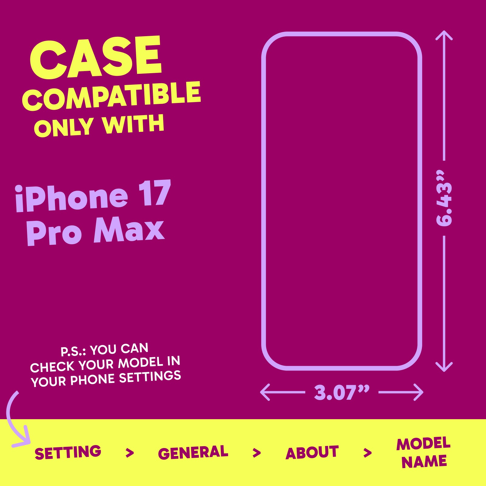 Highlighter Case for iPhone 17 Pro Max - Saturated Vivid Purple