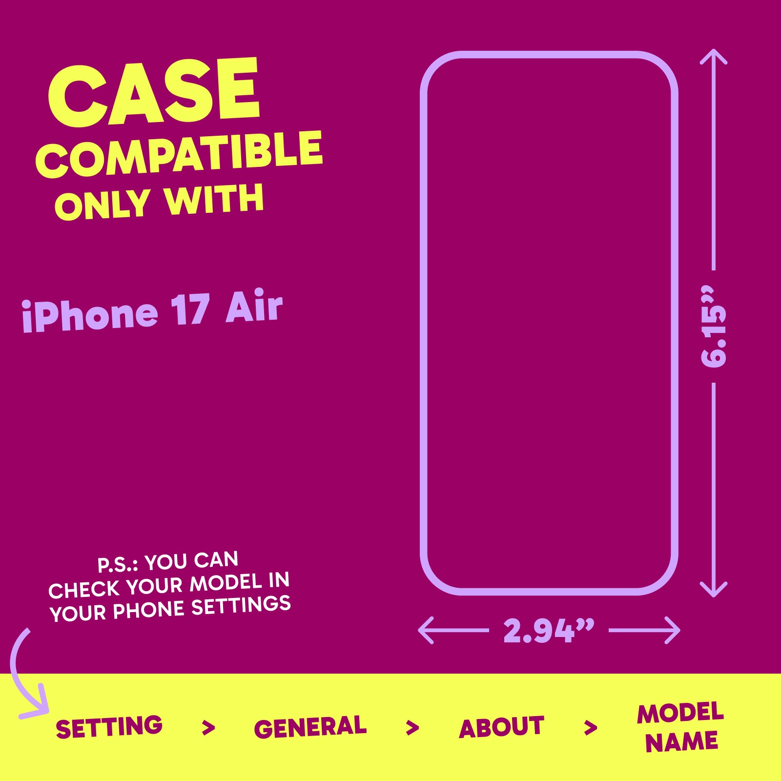 Highlighter Case for iPhone 17 Air - Saturated Vivid Purple