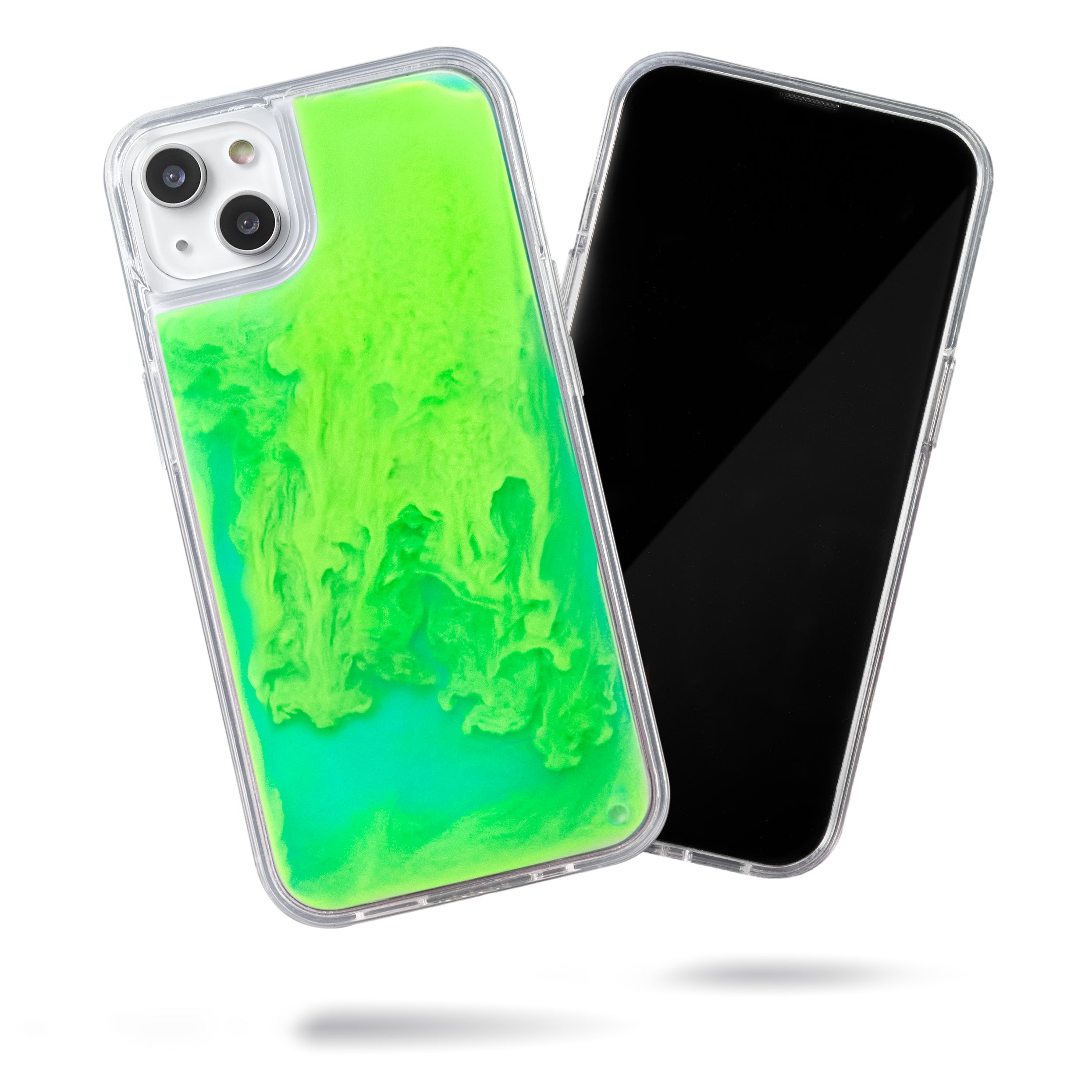 Neon Sand Case for iPhone 14 plus - Mint and Neon Green Glow