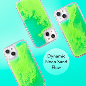 Neon Sand Case for iPhone 14 - Mint and Neon Green Glow