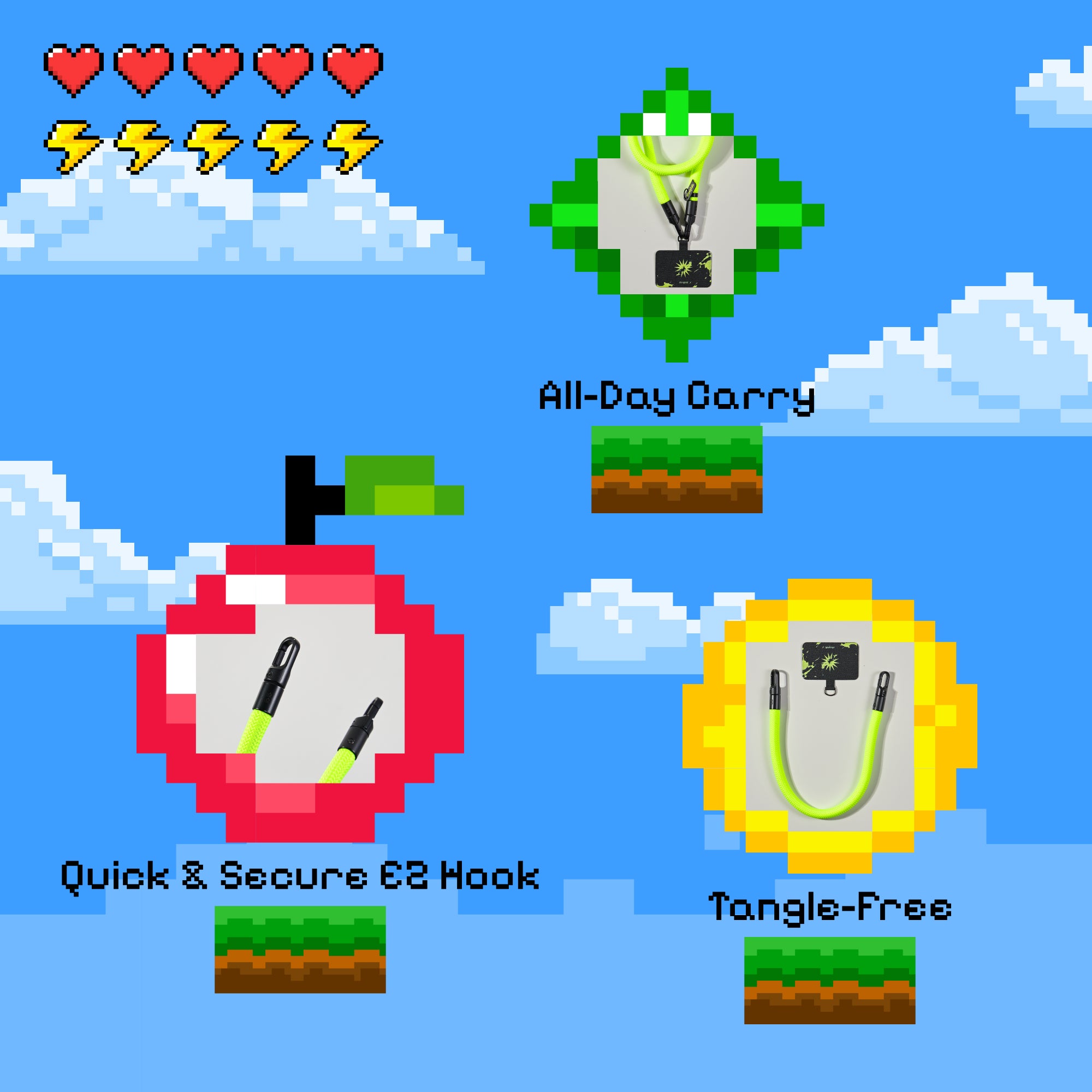 Freehand GoKit LS - Crossbody Lanyard + Wrist Lanyard + Phone Tabs Bundle