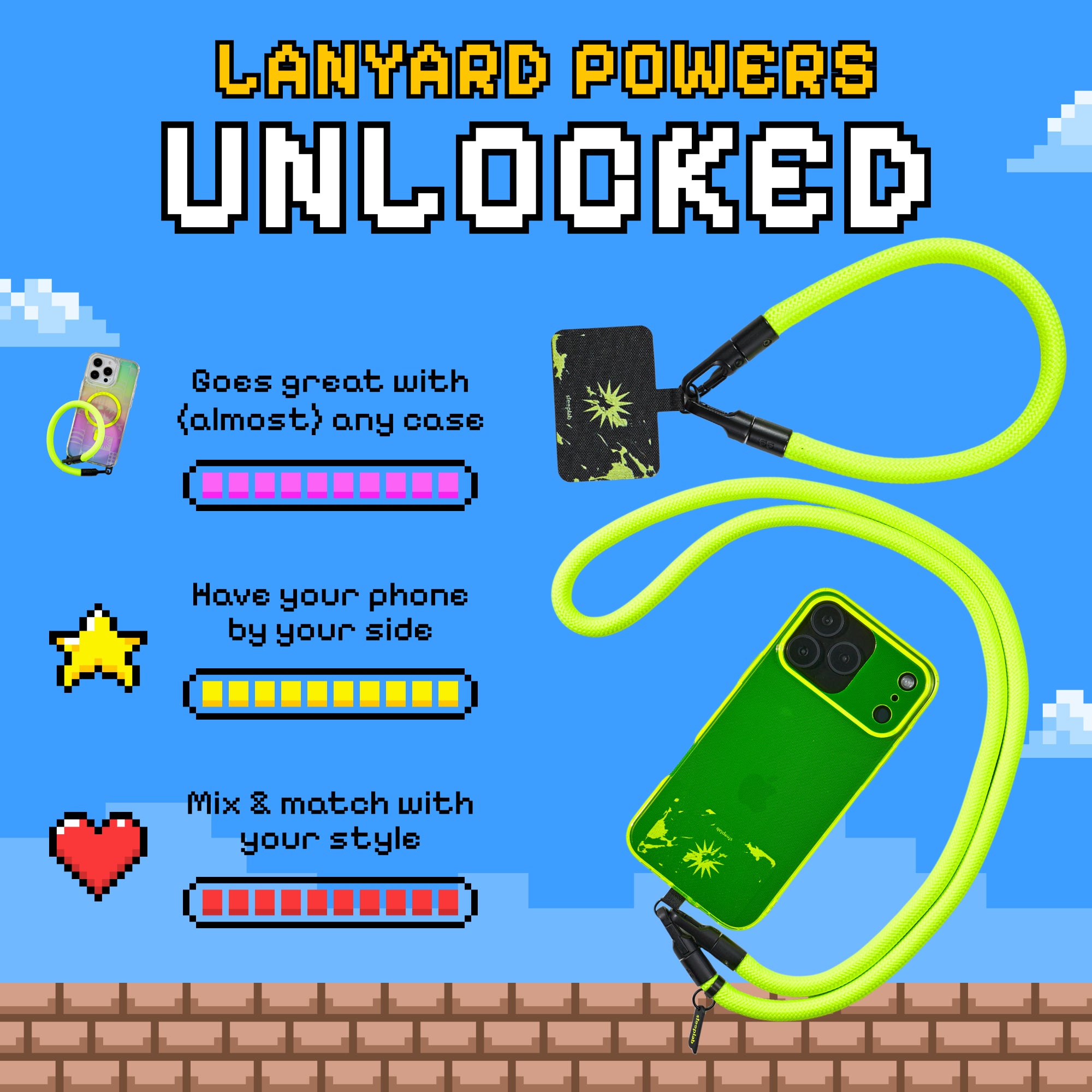 Freehand GoKit LS - Crossbody Lanyard + Wrist Lanyard + Phone Tabs Bundle