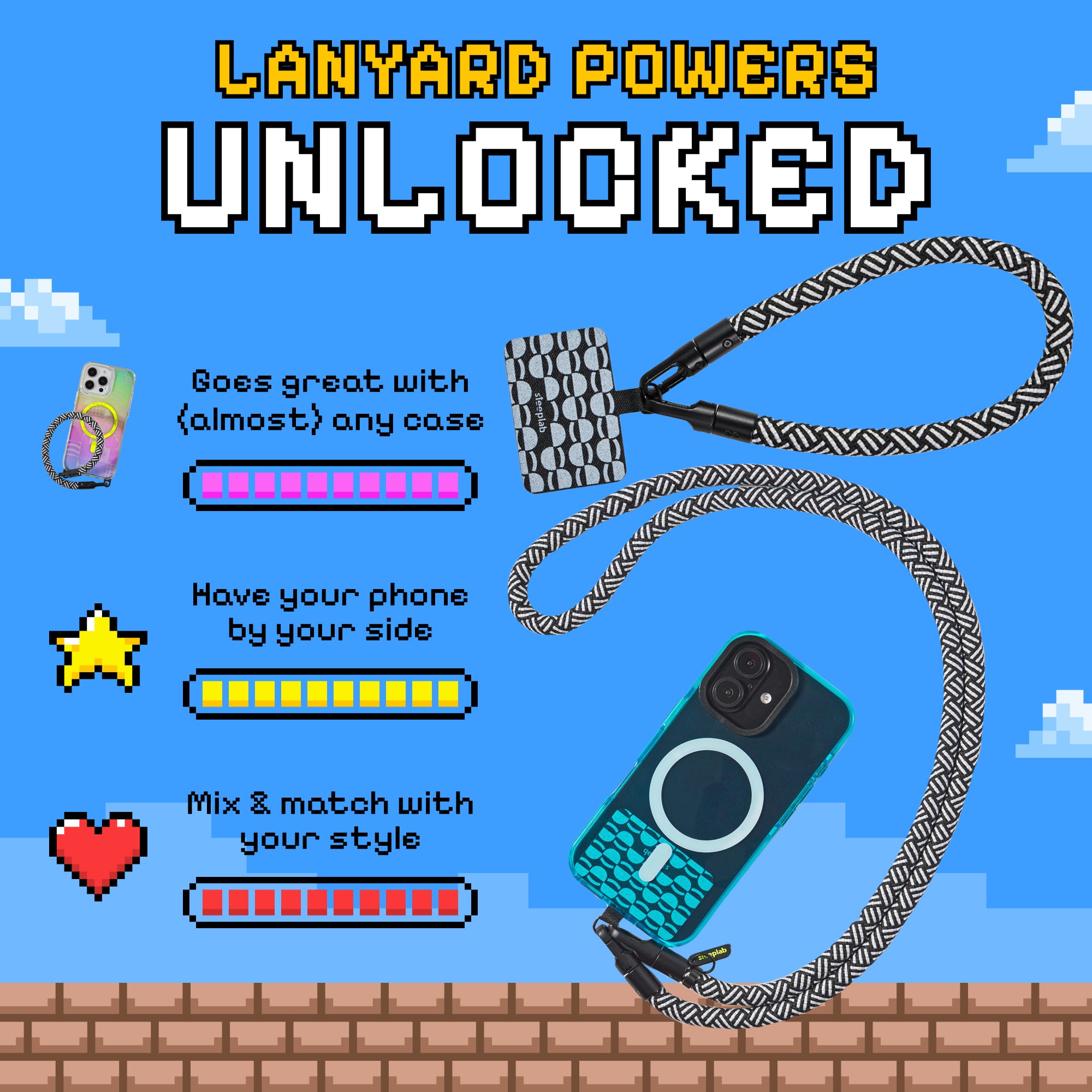 Freehand GoKit LS - Crossbody Lanyard + Wrist Lanyard + Phone Tabs Bundle