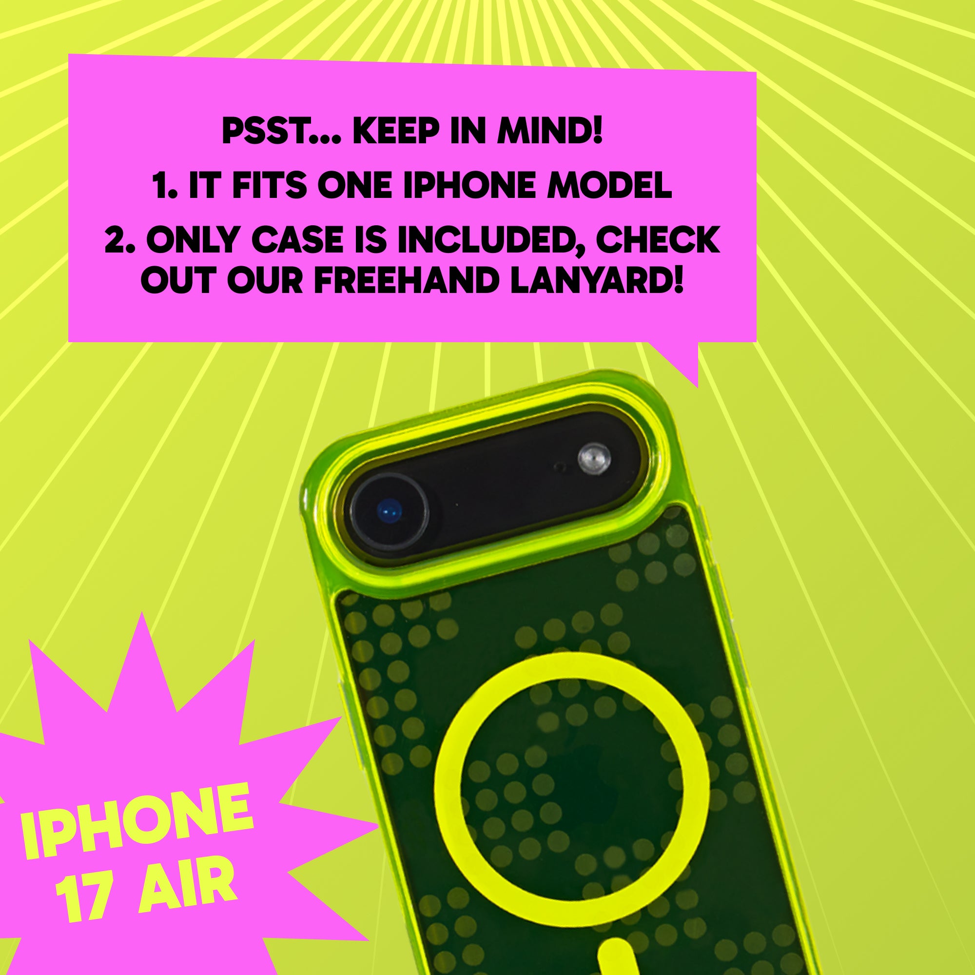 Freehand Case for iPhone 17 Air -  MagSafe & Shockproof Protection w EZ Hook