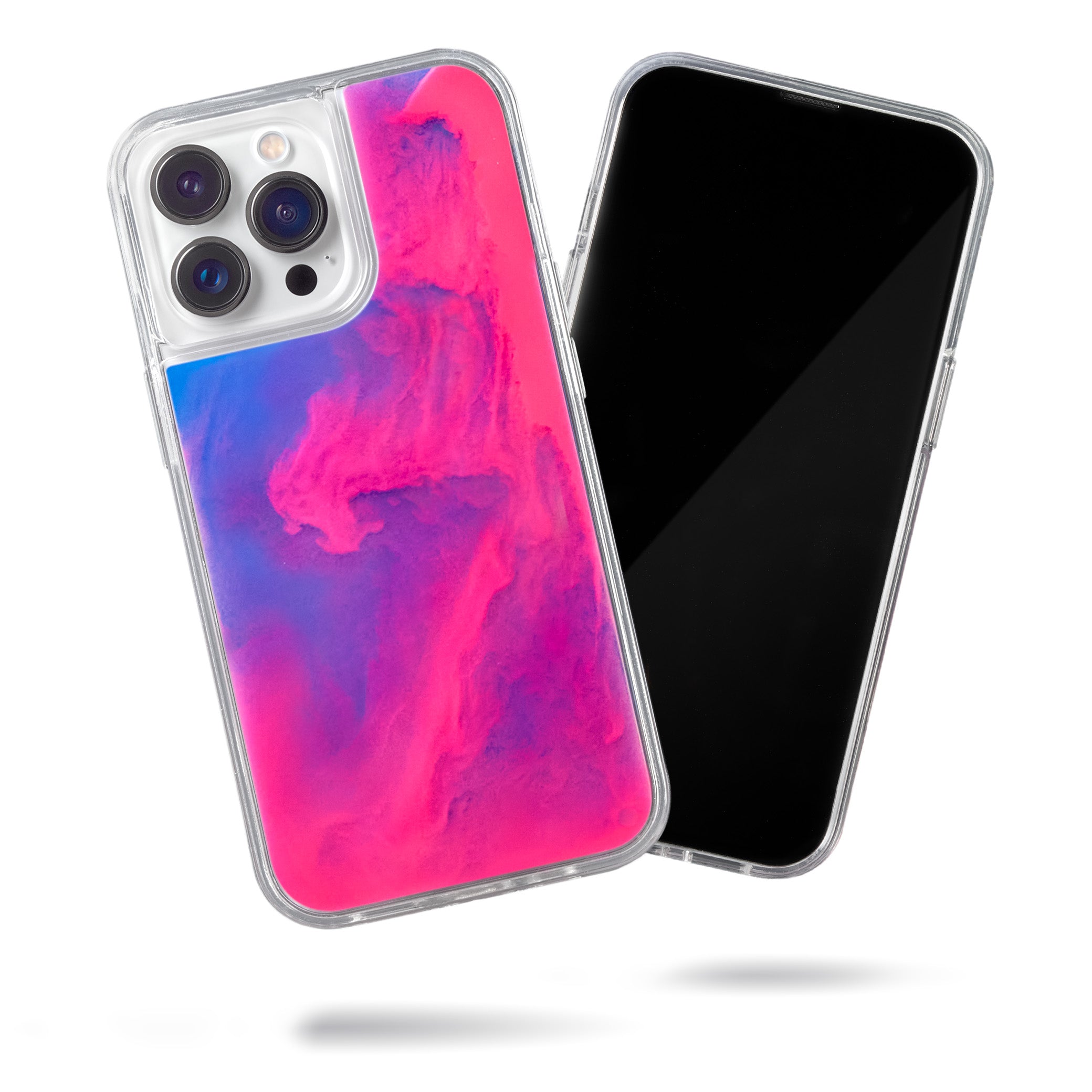 Neon Sand Case for iPhone 14 Pro Max - Blueberry and Pink Glow