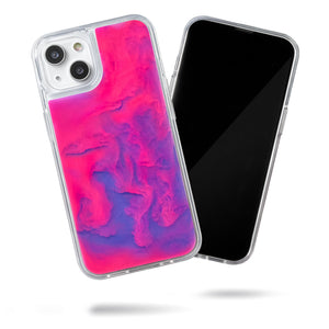 Neon Sand Case for iPhone 14 - Blueberry and Pink Glow