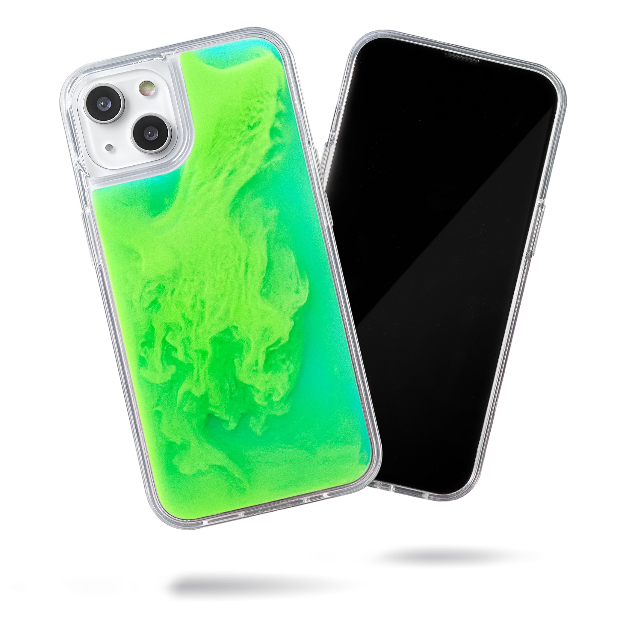 Neon Sand Case for iPhone 13 - Mint and Neon Green Glow